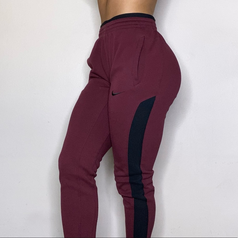 Nike Burgundy and Black Track Joggers